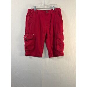 Royal Premium Men's Red Cargo Shorts 34 Cotton Blend Casual #1691